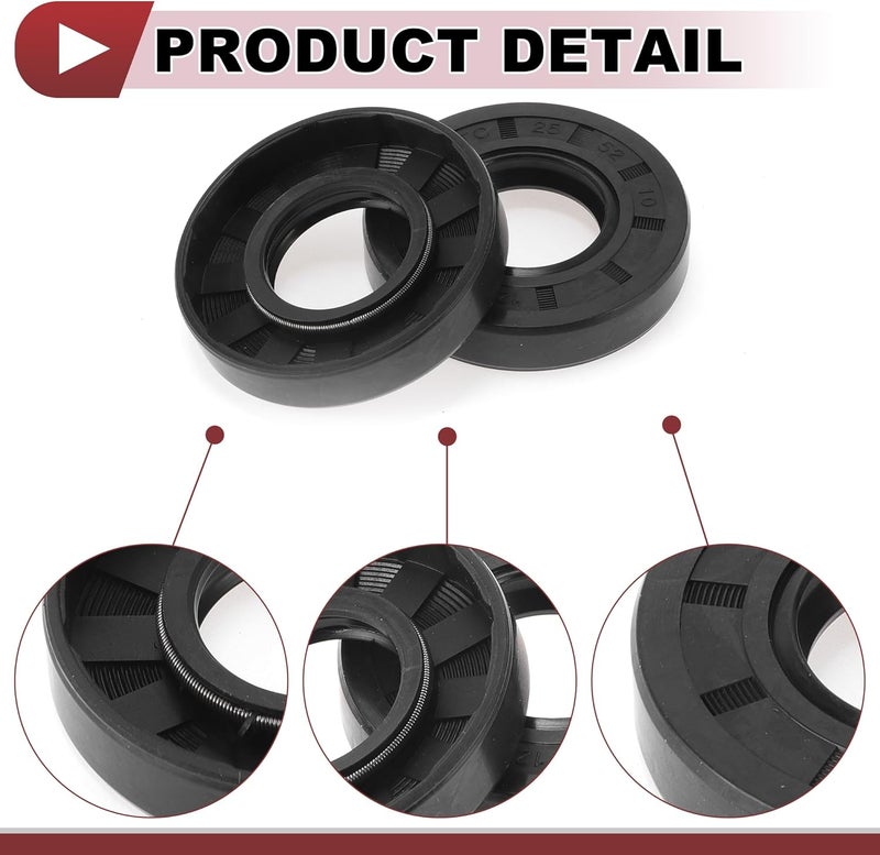 HEROFFIX 5 Pcs Rotary Shaft Seal High Pressure Oil Seal 25x52x10mm Black Nitrile 70 Durometer Rubber - Image 5